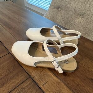 Girls White Sling Back Flats